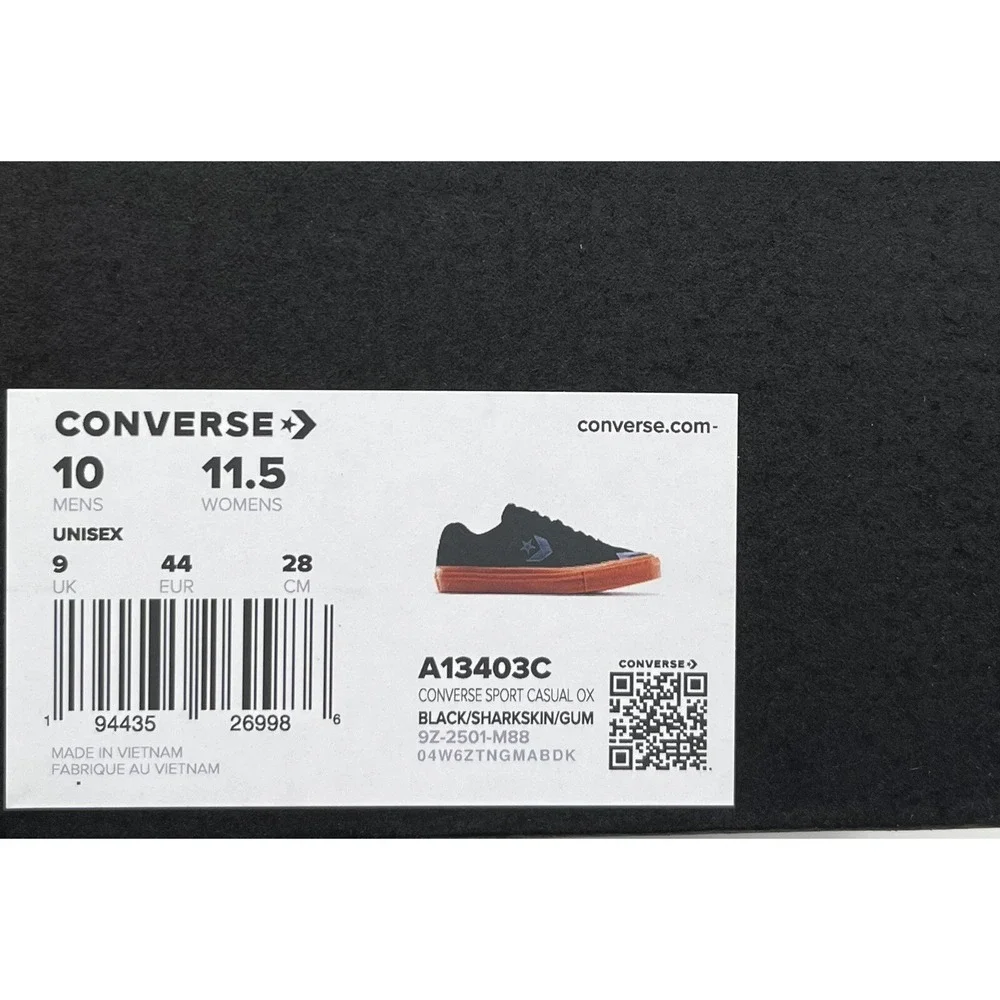 Converse Mens‎ Suede Skate Sneakers Size 10 Black Gum Sole Sport Casual Lace up - Picture 9 of 12